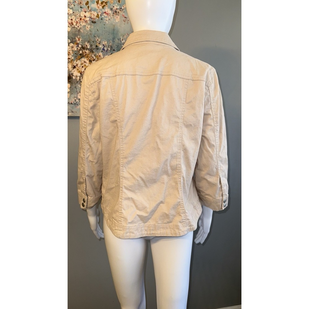 Westport 1962 Womens BEIGE DOUBLE Snap Button Chest Pockets Spring Jacket Large - Picture 5 of 9